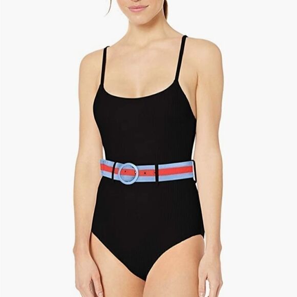 Jessica simpson ribbed belted one piece swimsuit - Picture 4 of 14